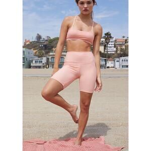 STONE FOX X PACSUN Active Mid-Rise Bike Shorts Size Small NWT Peach Sustainable